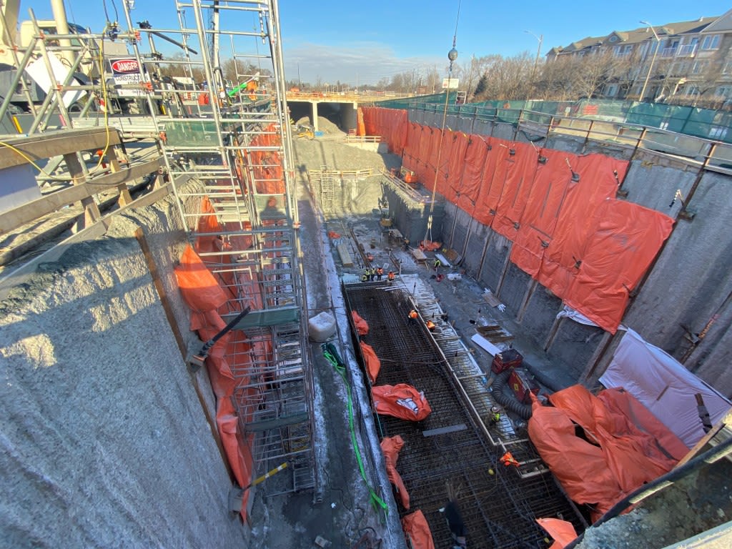 a deep construction pit.