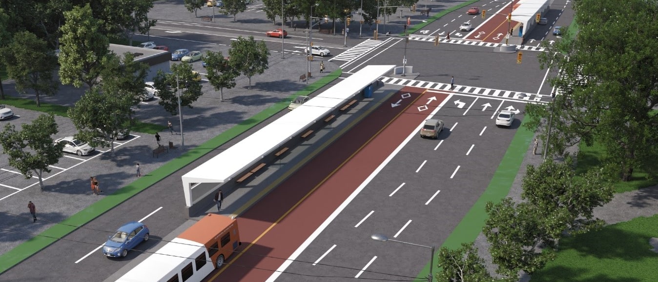 Artist's rendering showing what the Dundas BRT could look like when built