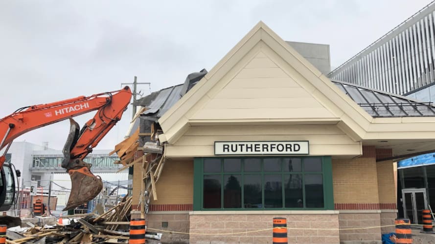 the old station being taken down.