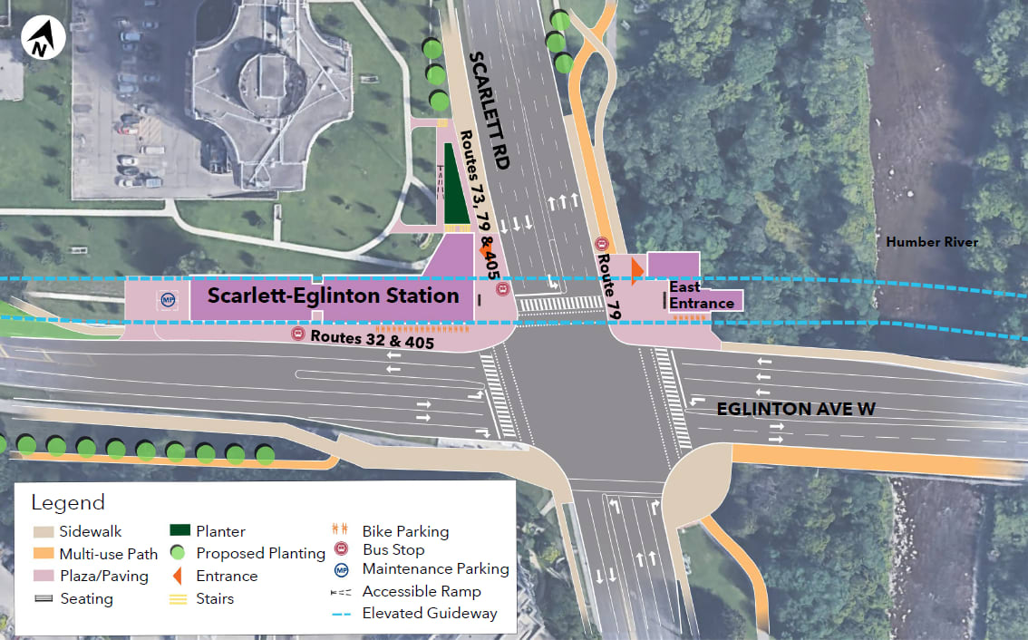 Scarlett-Eglinton Station map, ECWE