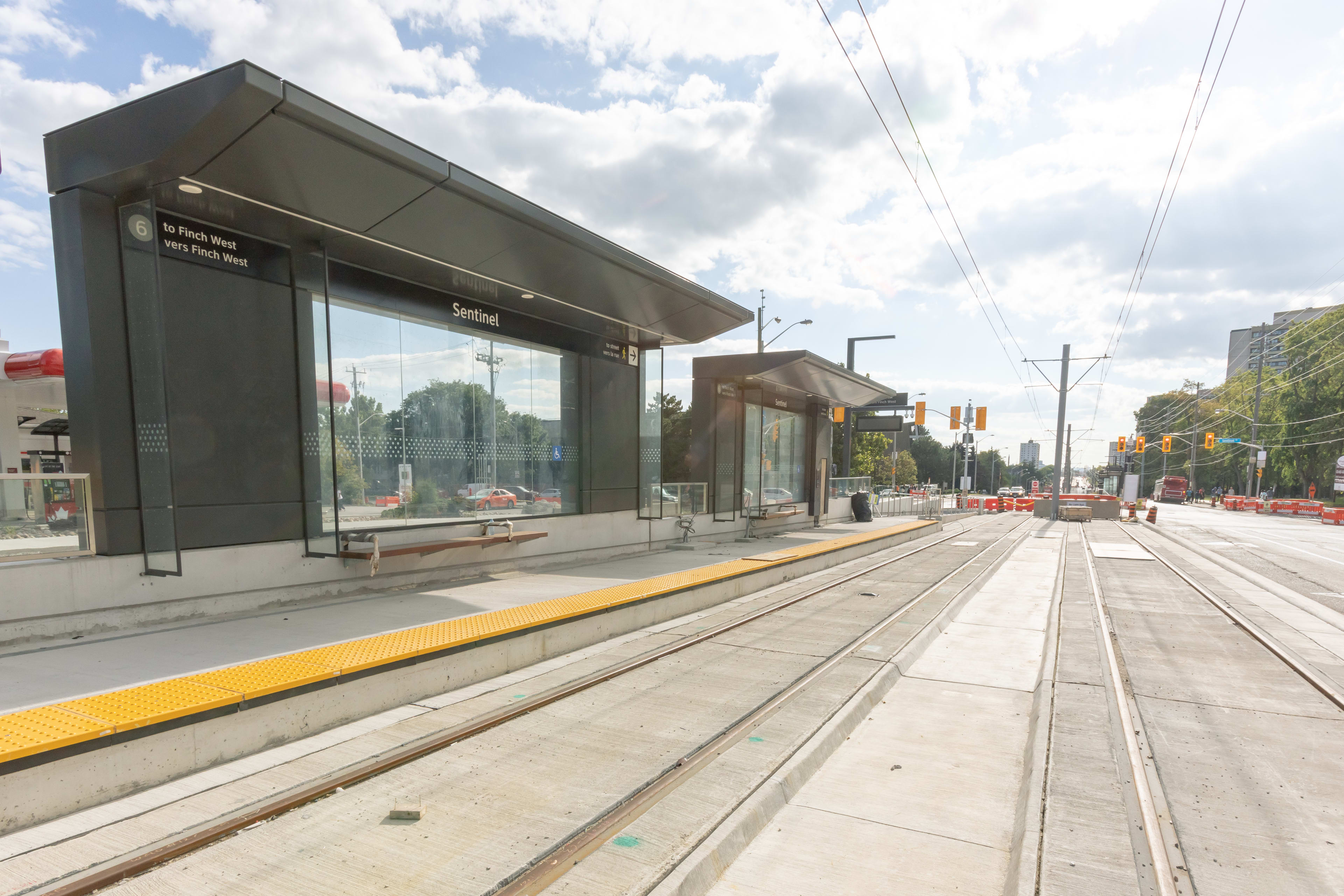 Finch West LRT canopy installation