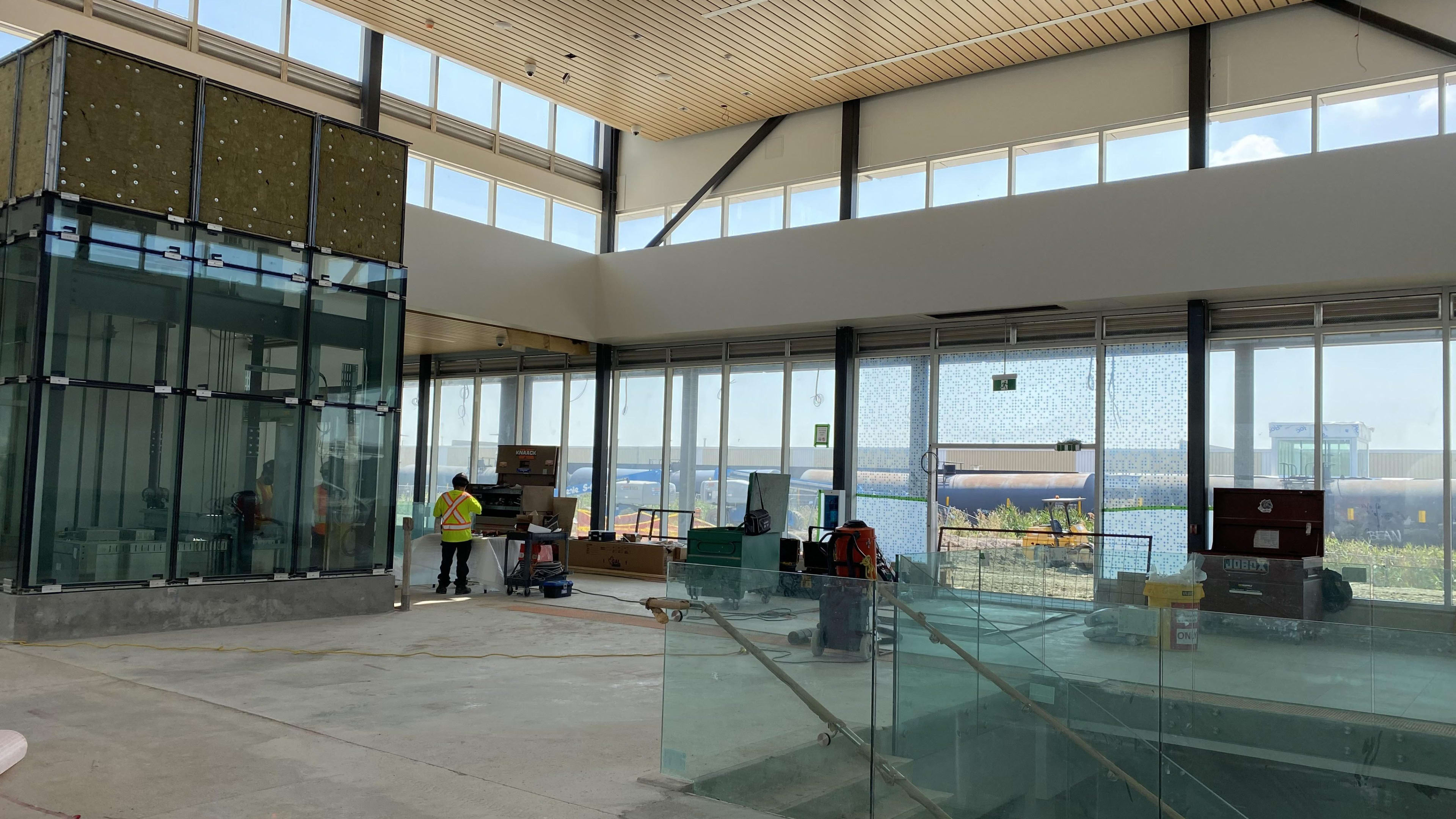 Inside the new station building at Bramalea GO Station, which was still getting some finishing to...