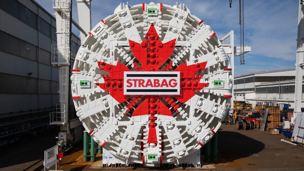 The tunnel boring machine at the factory in Germany