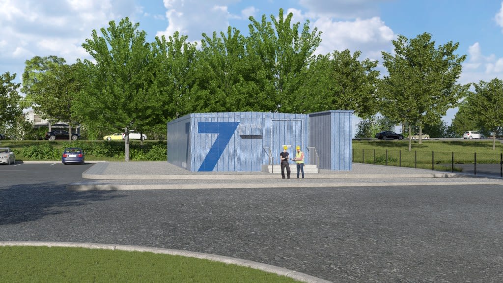 an artists rendering of a traction power substation