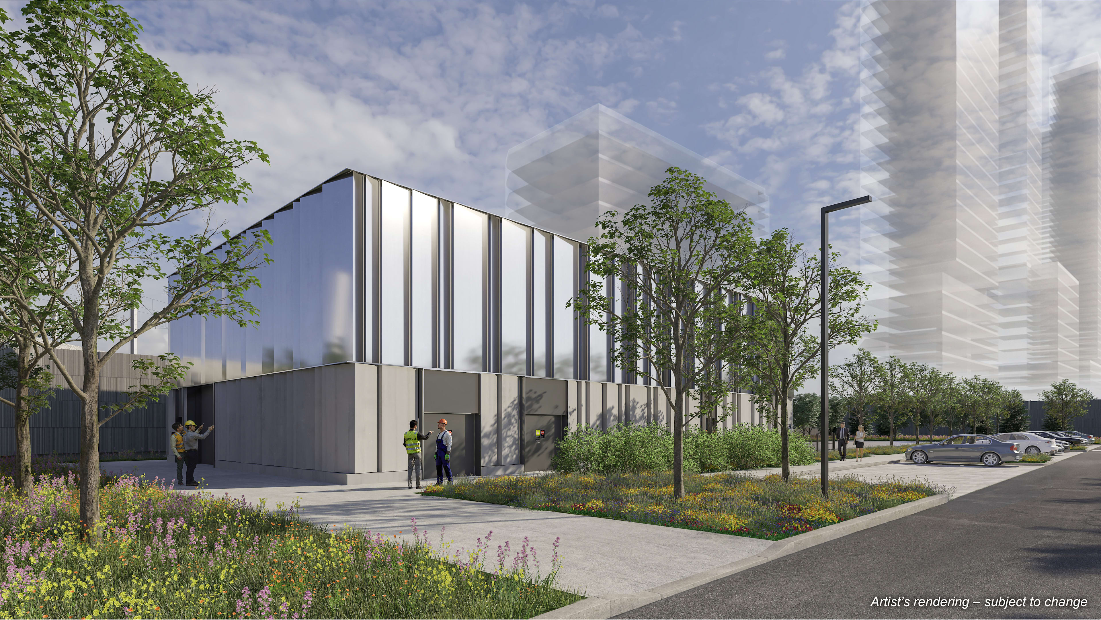 Renderings of the Ontario Line's future operations, maintenance and storage facility