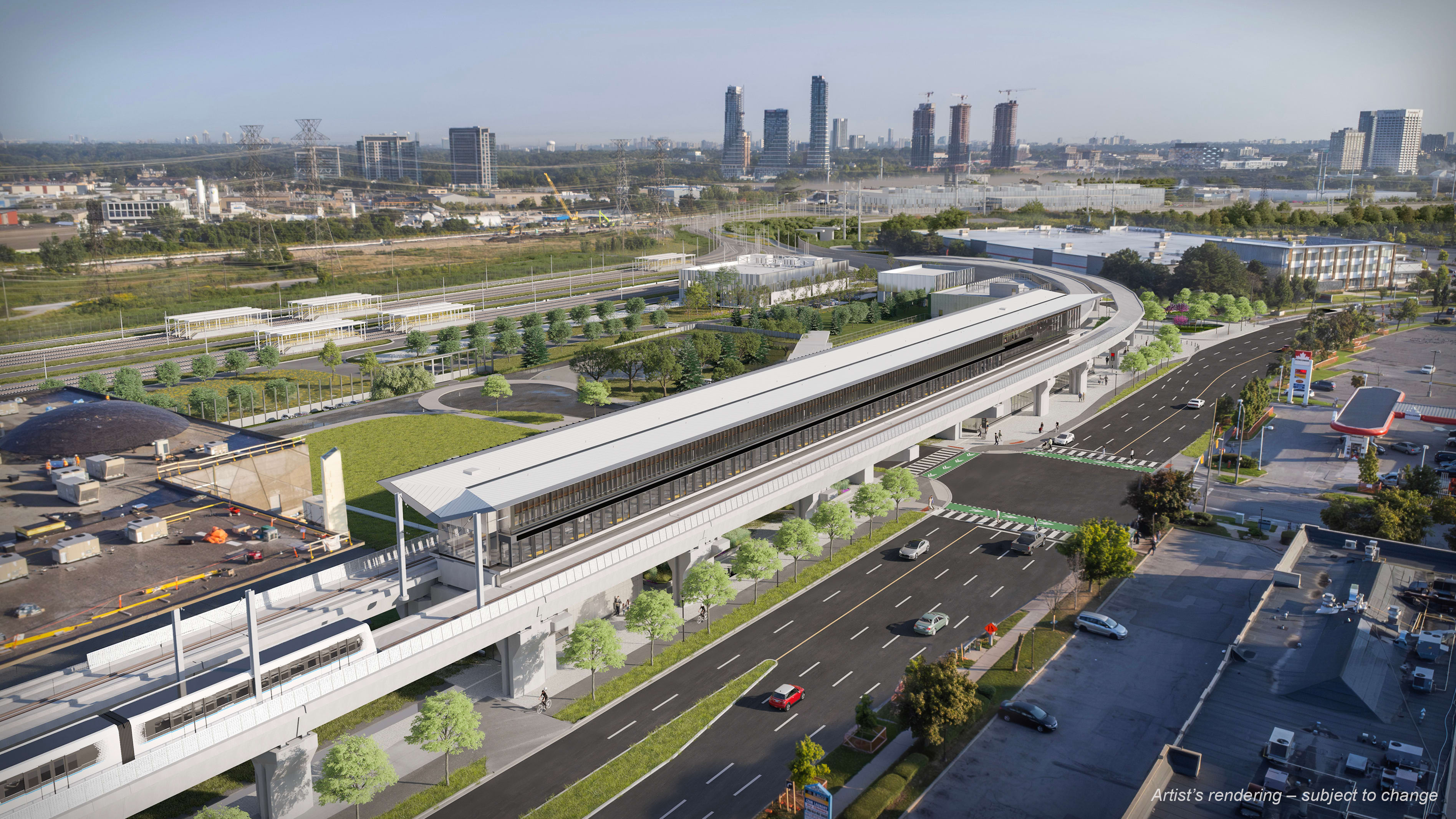 Artistic rendering of the future Thorncliffe Park Station on the Ontario Line subway