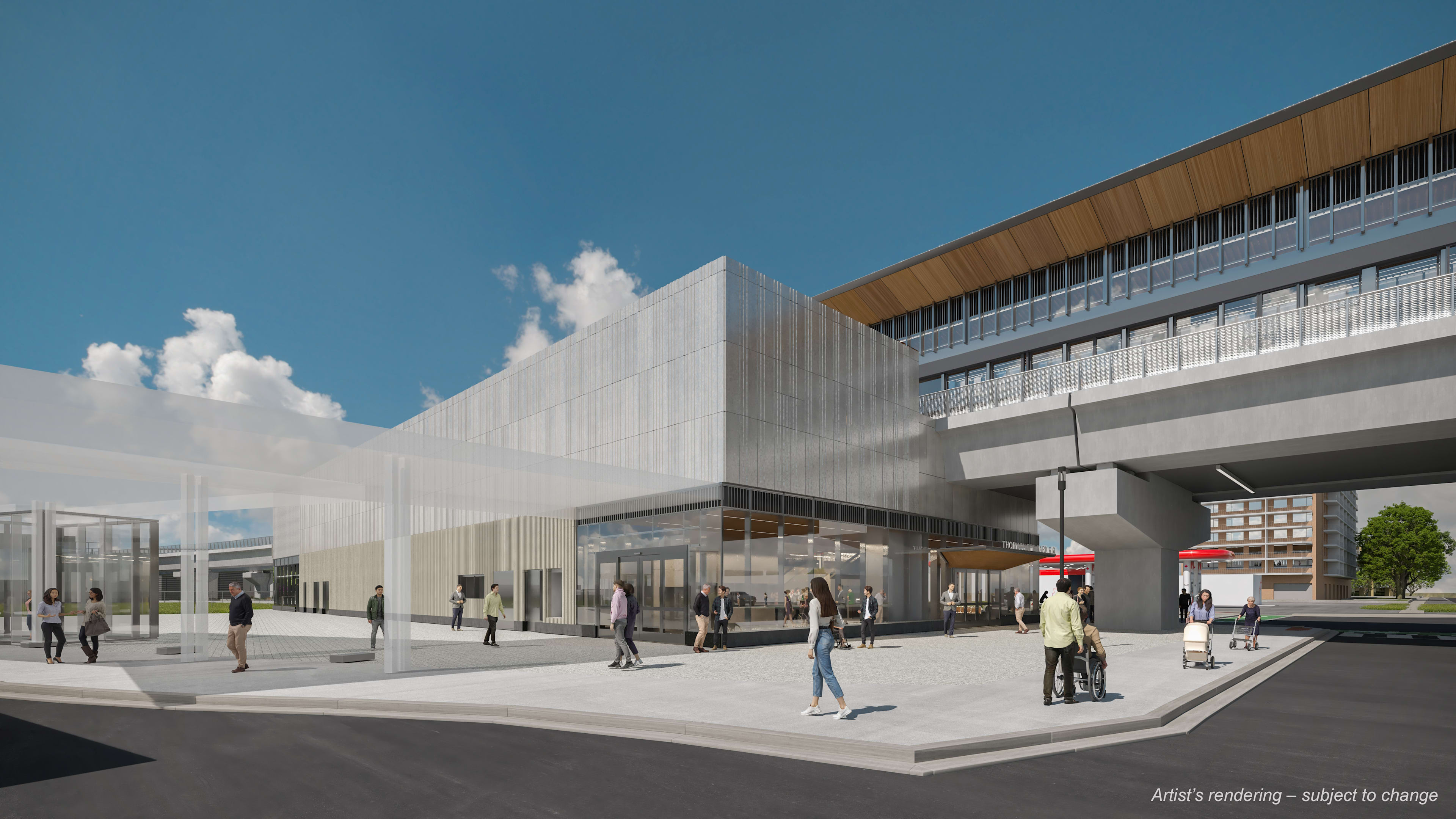 Artistic rendering of the future Thorncliffe Park Station on the Ontario Line subway