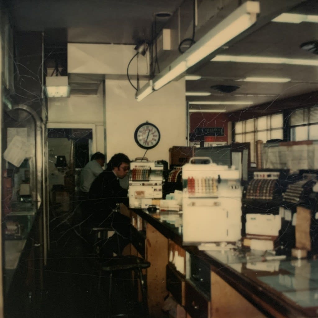 A ticket agent sits at the ticket counter.