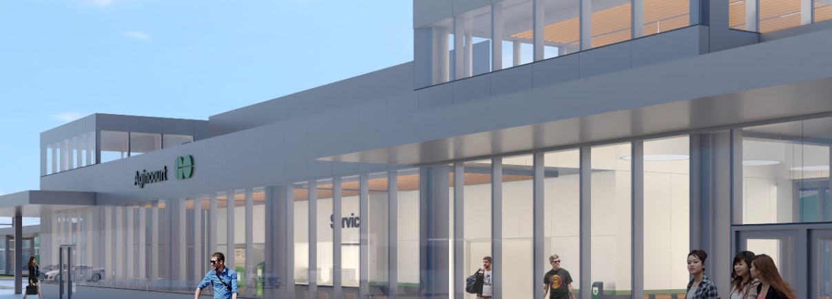 a rendering of a new GO station.
