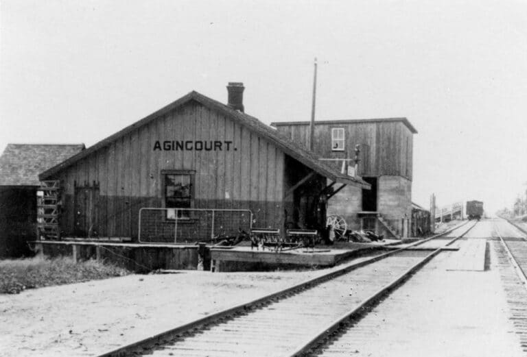 Historical an old wooden train station at Agincourt