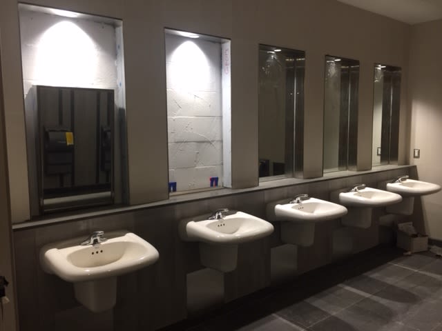 a bank of sinks.