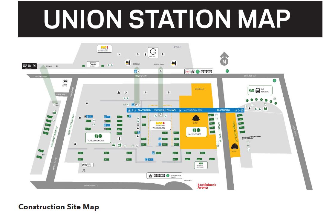 Construction Map of Union Station showing closures