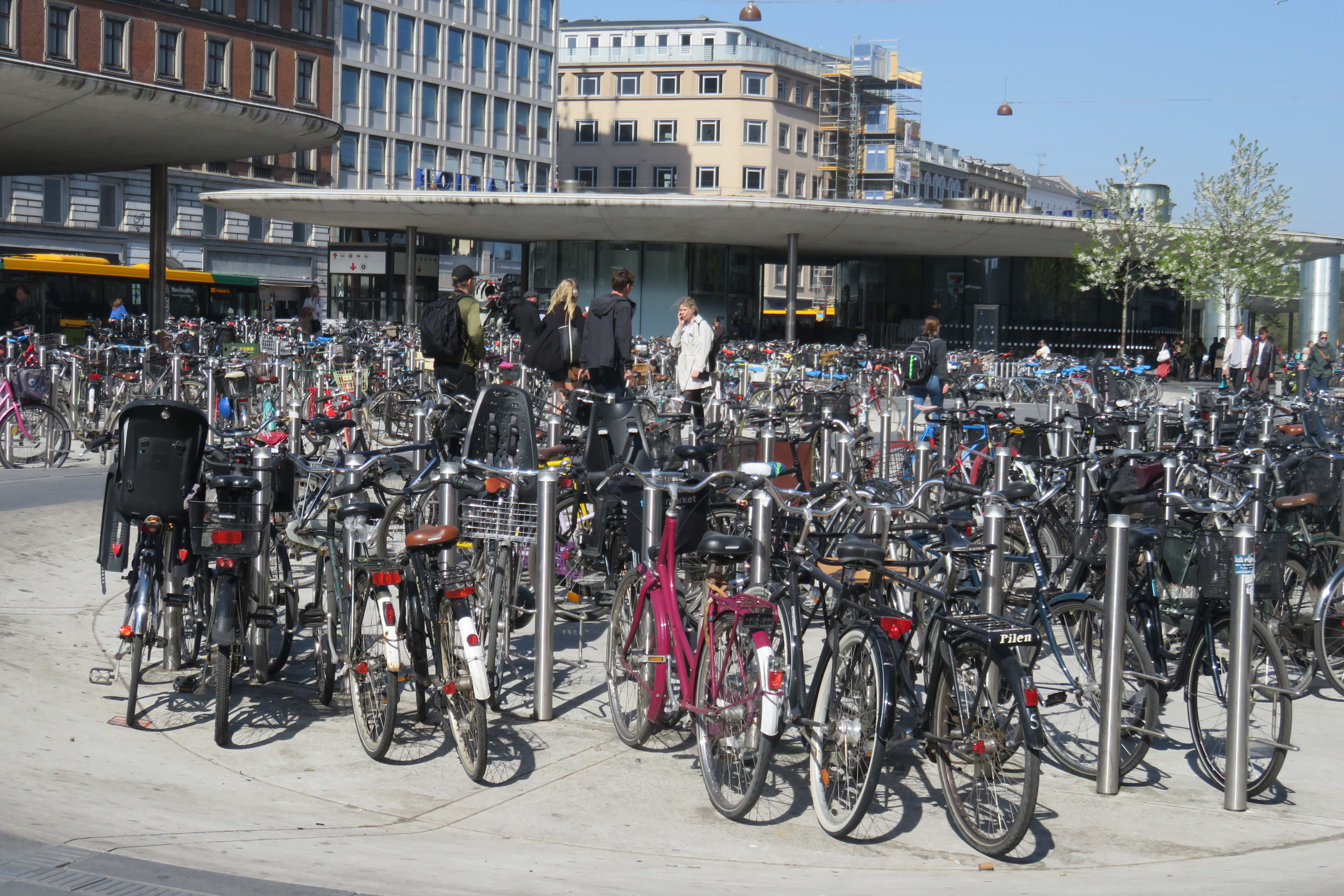 Image of bikes in front of a subway station