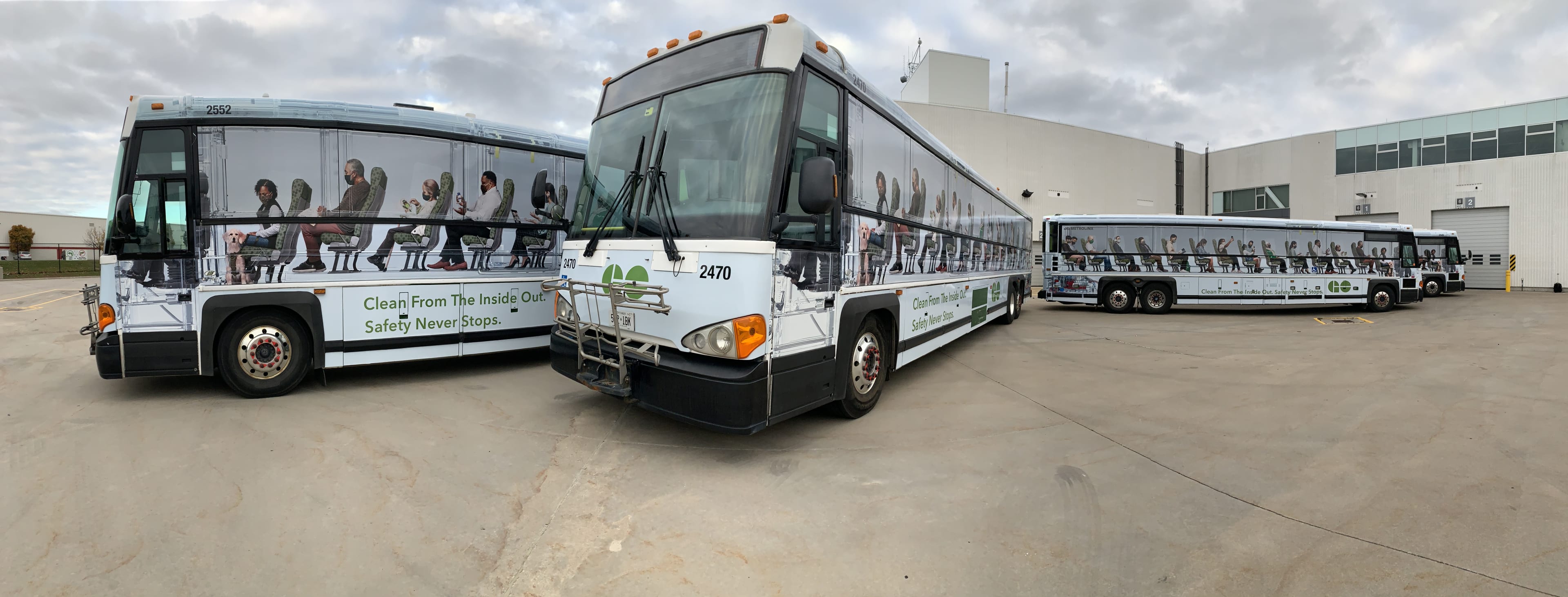 A bus wrap looks like it's transparent.