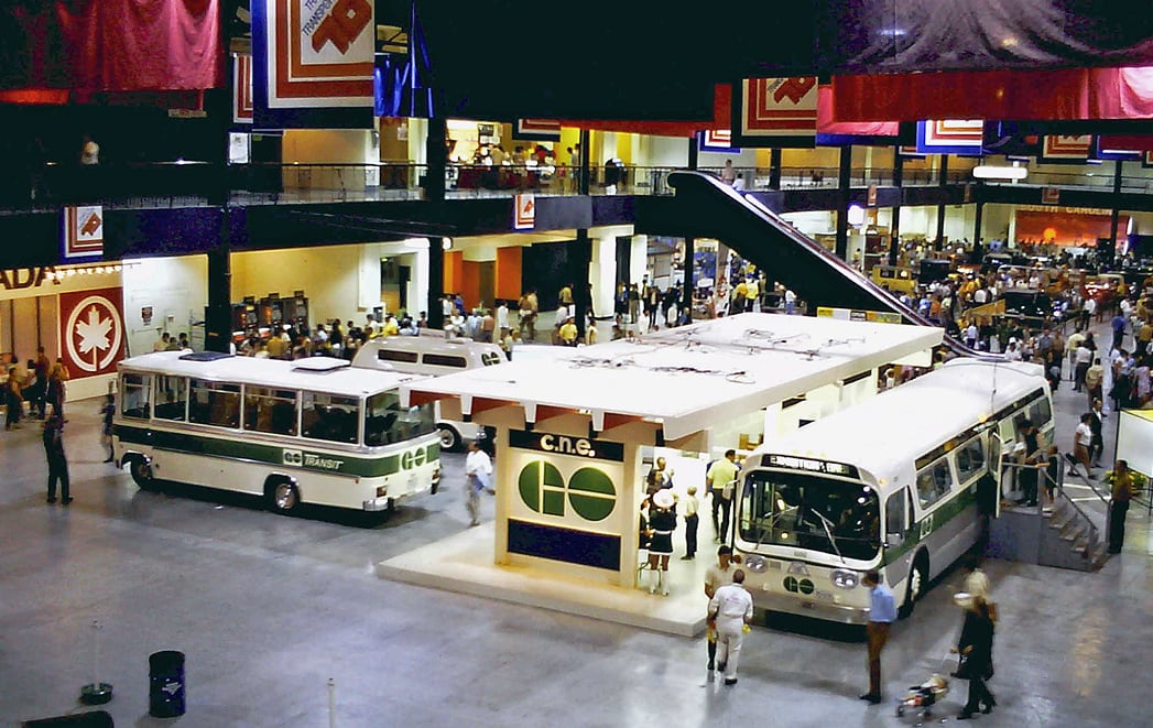 GO Buses on display at the CNE in 1970