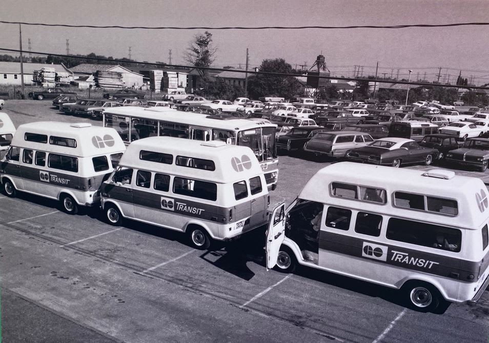 GO vans lined up in a parking lot.