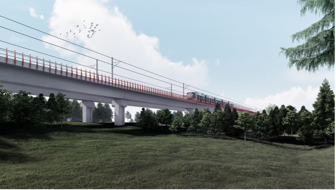 Preliminary design rendering of the elevated guideway