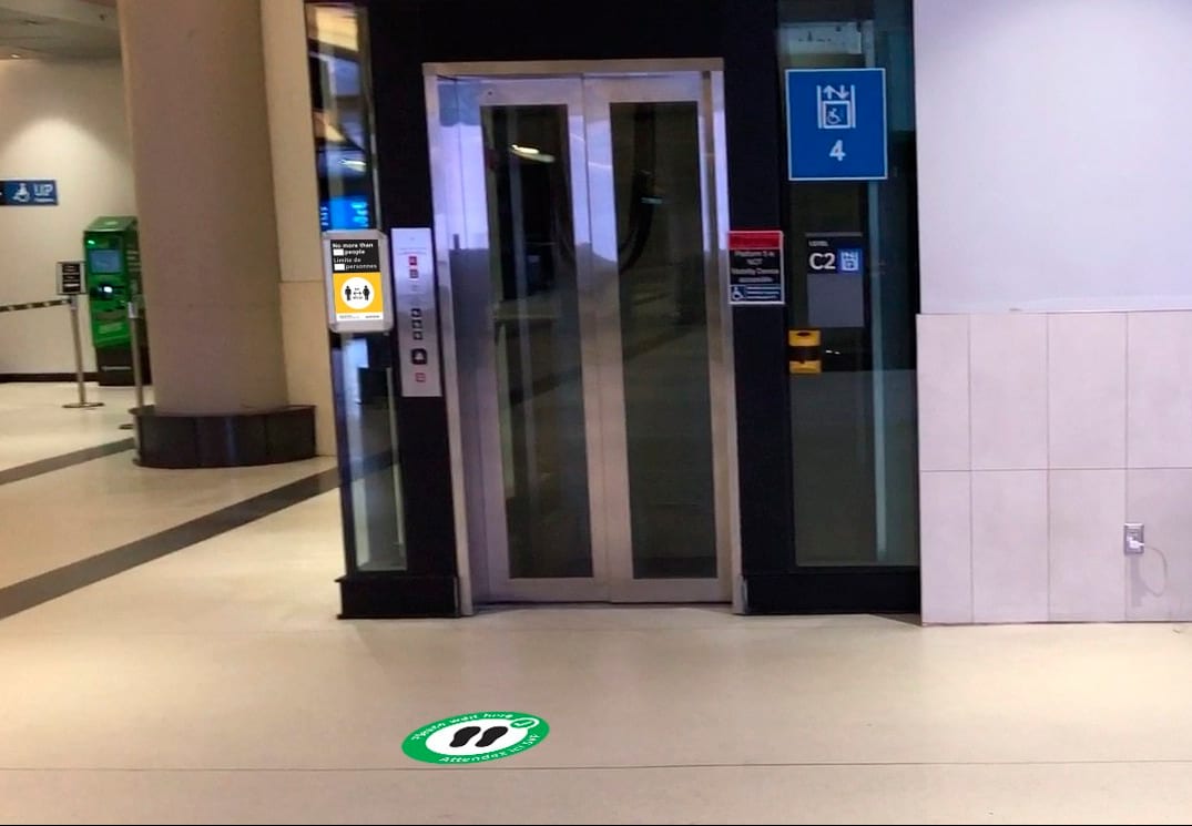 New signage outside elevators in the GO York Concourse