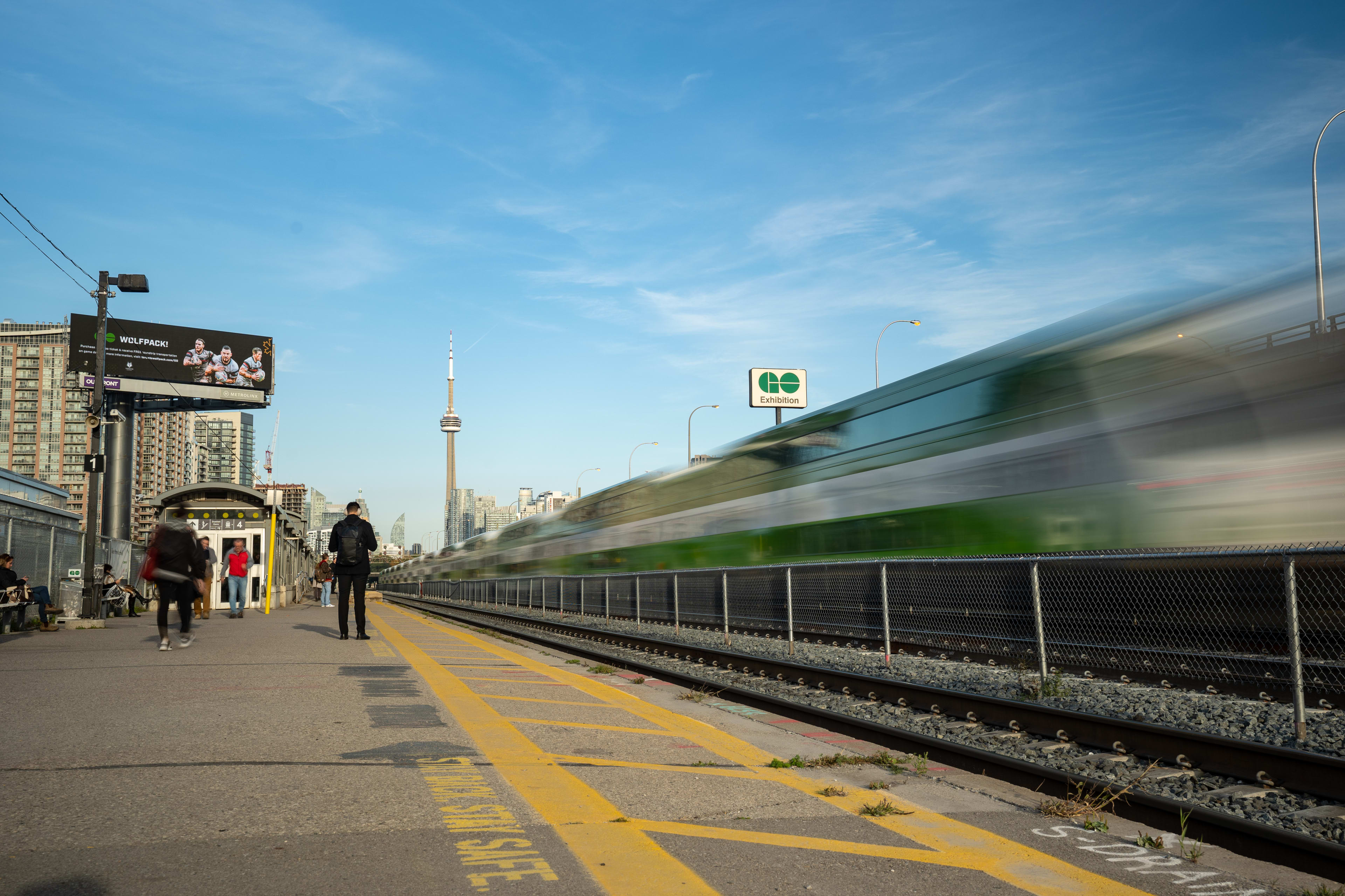 Image is of Exhibition station platform.