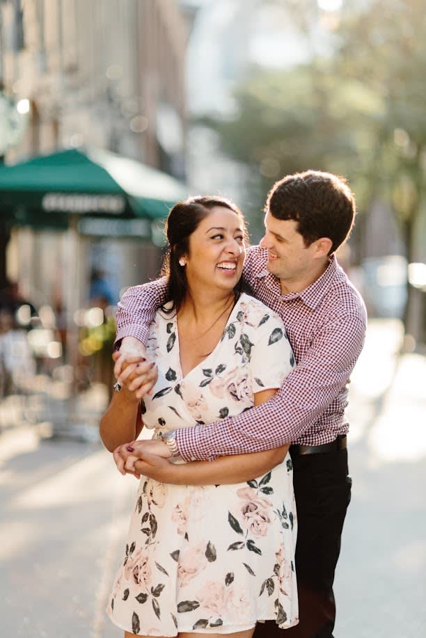 Chris and Farah are shown on a Toronto street.