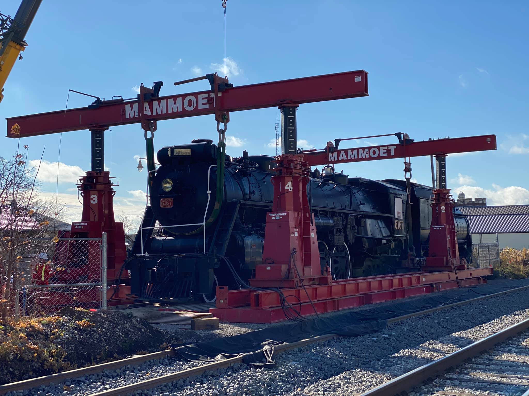 At Guelph Central Station, the locomotive being prepared for the big move. (Guelph Museum Photo)