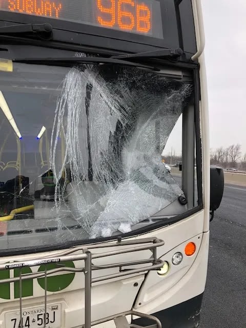 OPP say flying ice from vehicles not properly cleaned off can be dangerous, here’s a good example.