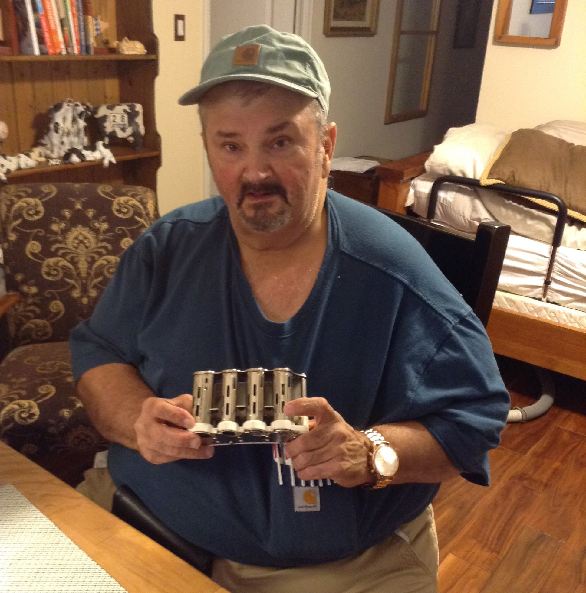 Mark Kiefer with his coin dispenser