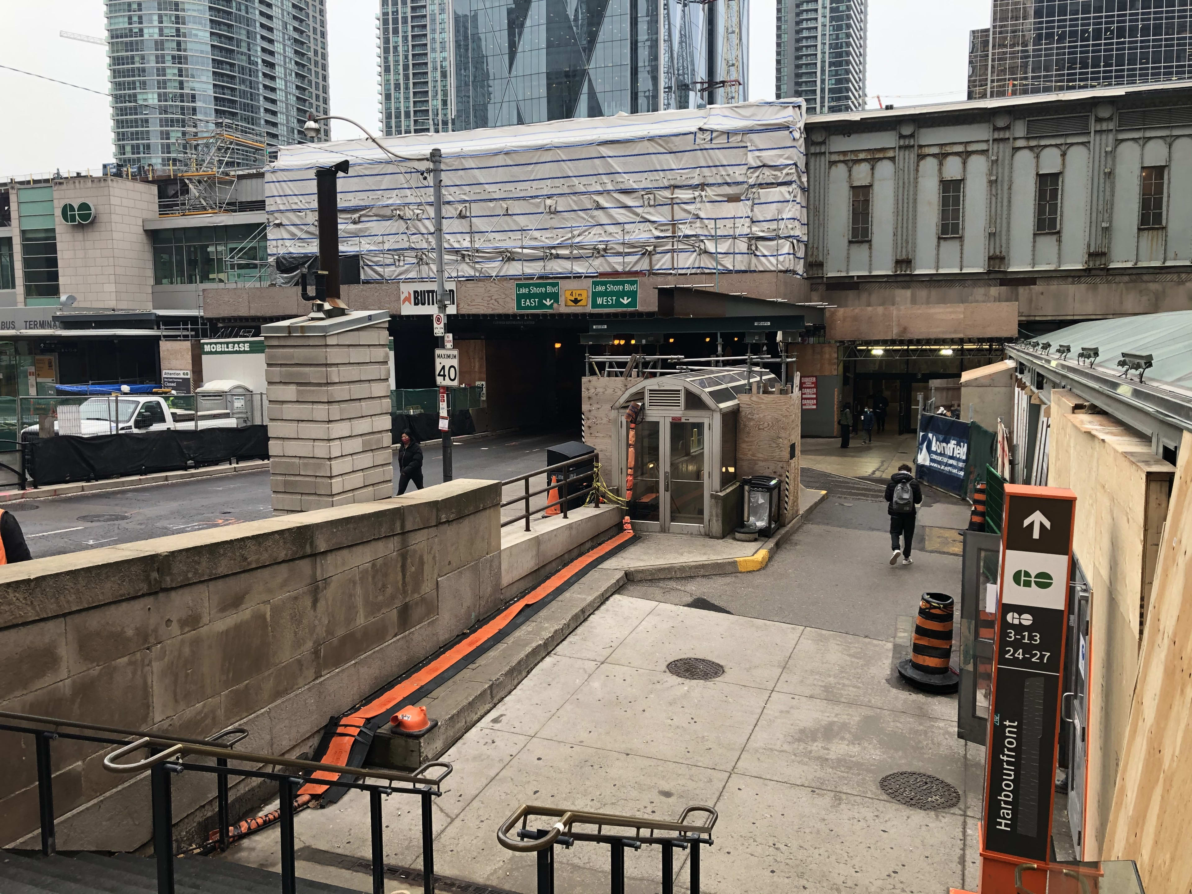 The view from the west side of Union Station on Bay Street looking south.