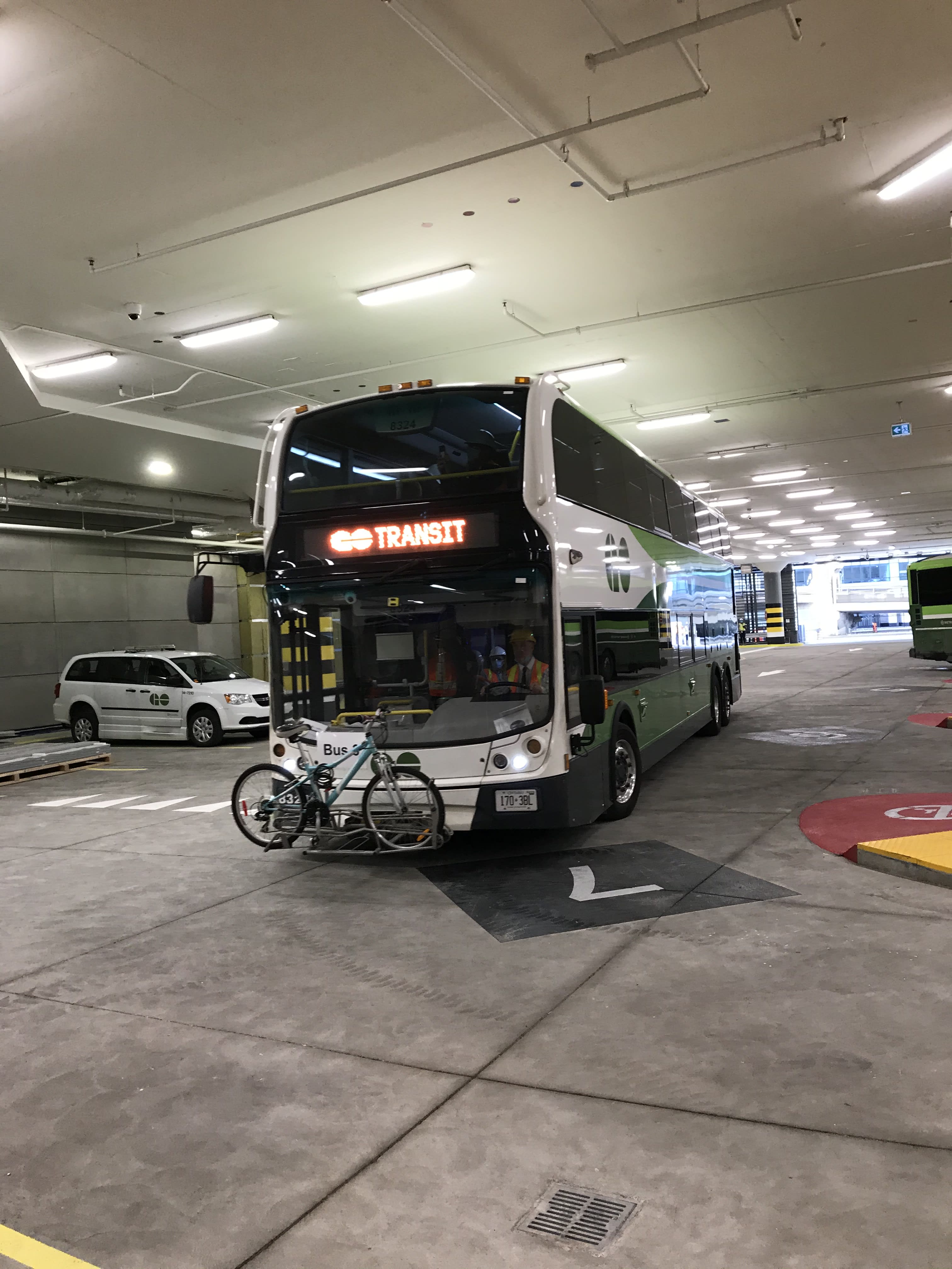 a bus moving through the terminal.