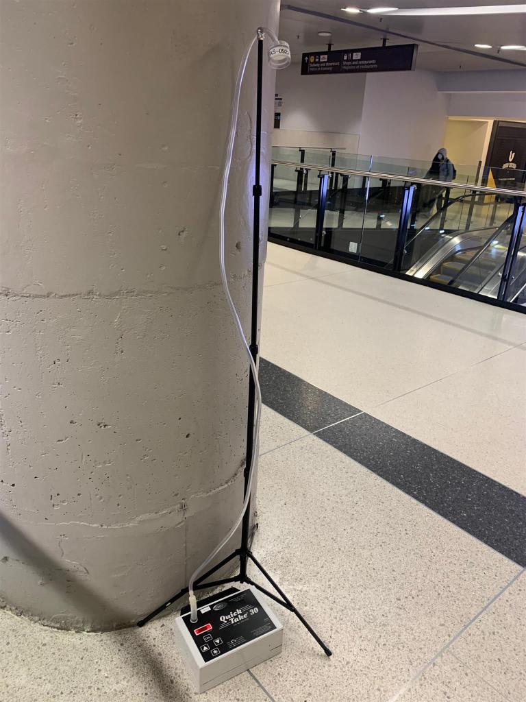 a device taking air samples.