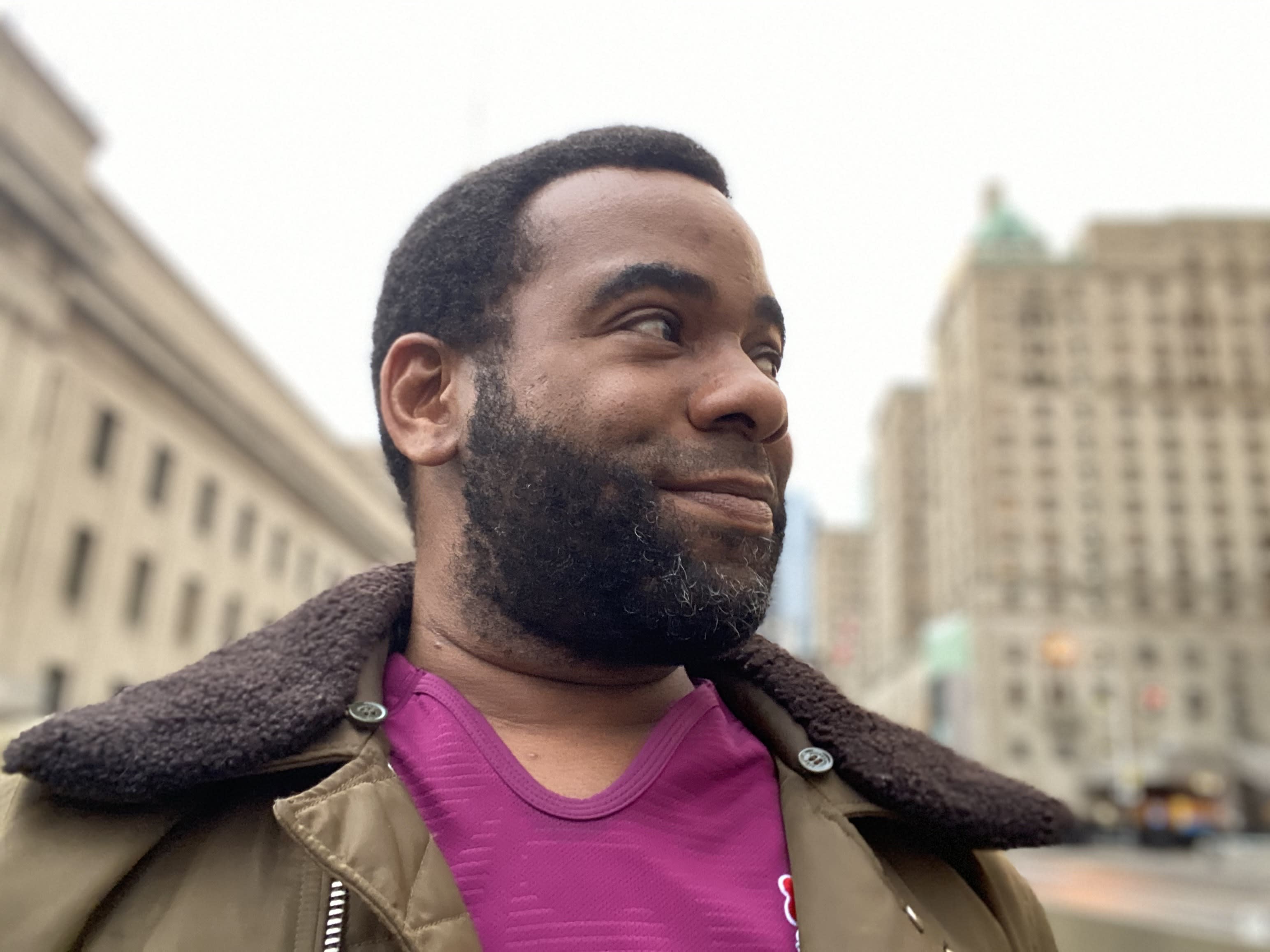 a smiling Kevin outside Union Station.