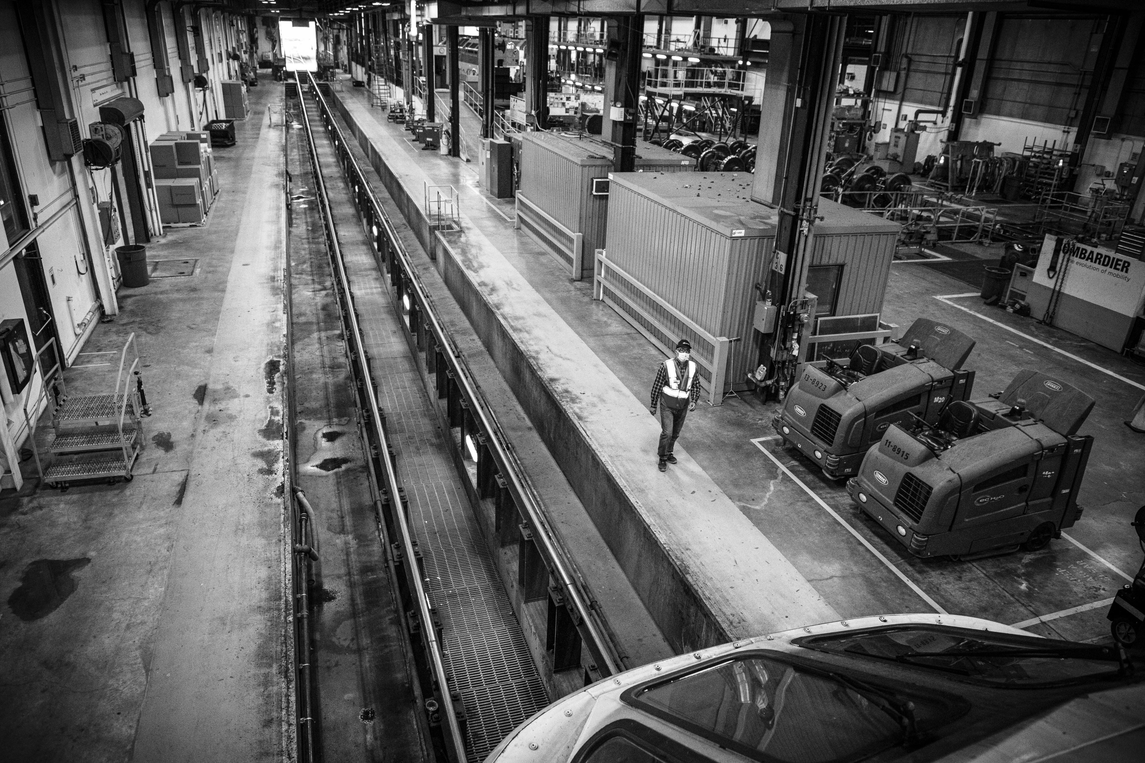 The view from on top of a train.