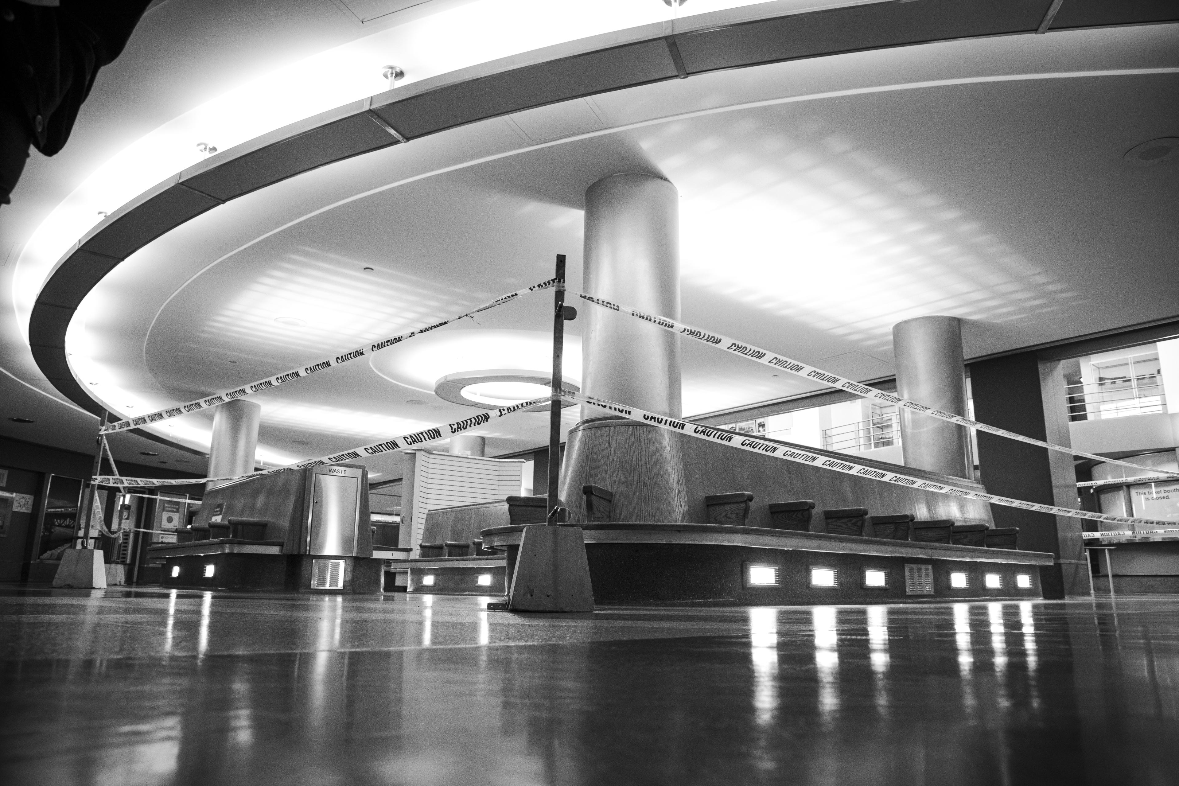 The scene inside Hamilton GO station.