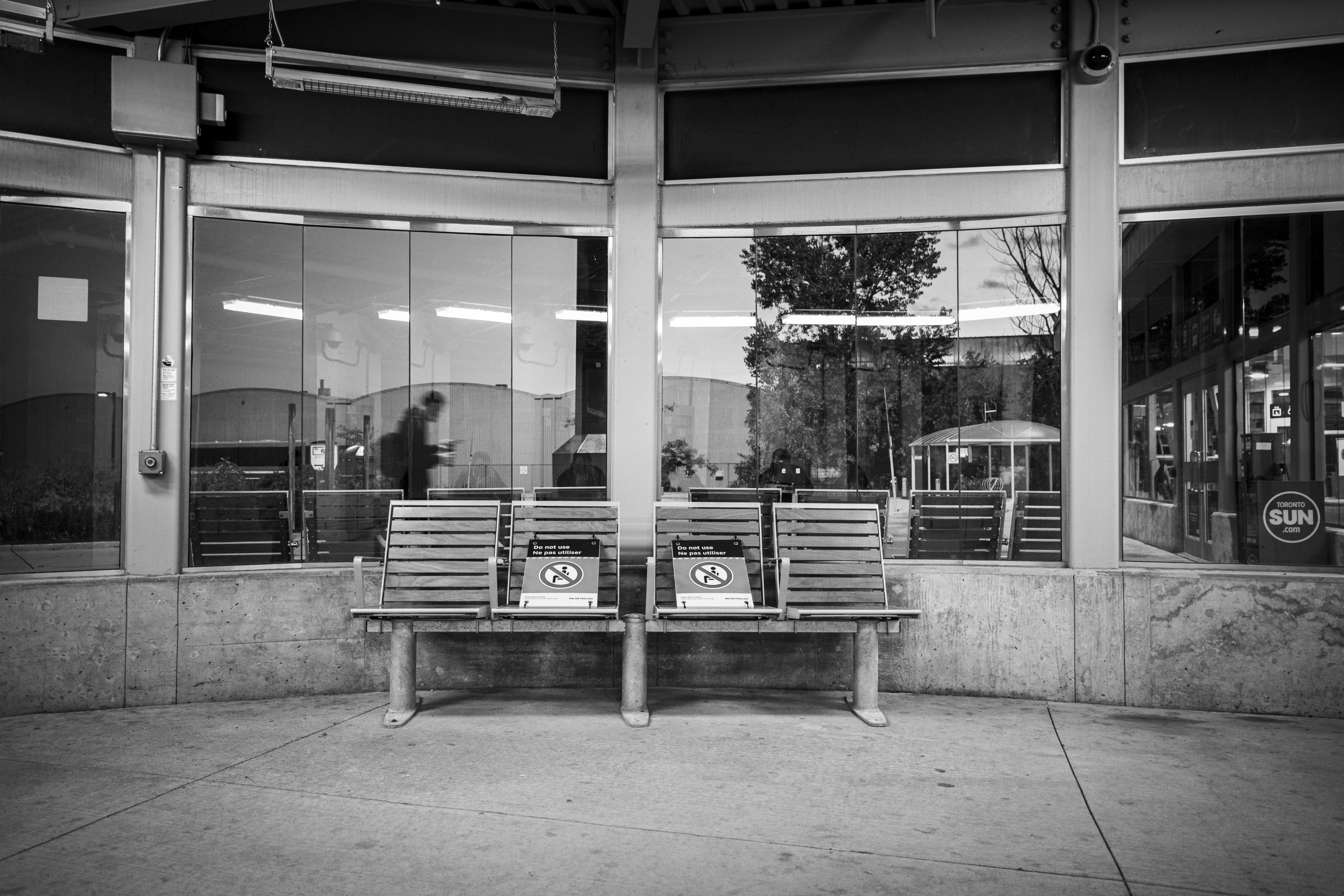 an empty bench.