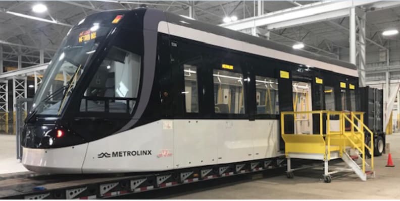 The LRV mock-up is shown inside a warehouse.