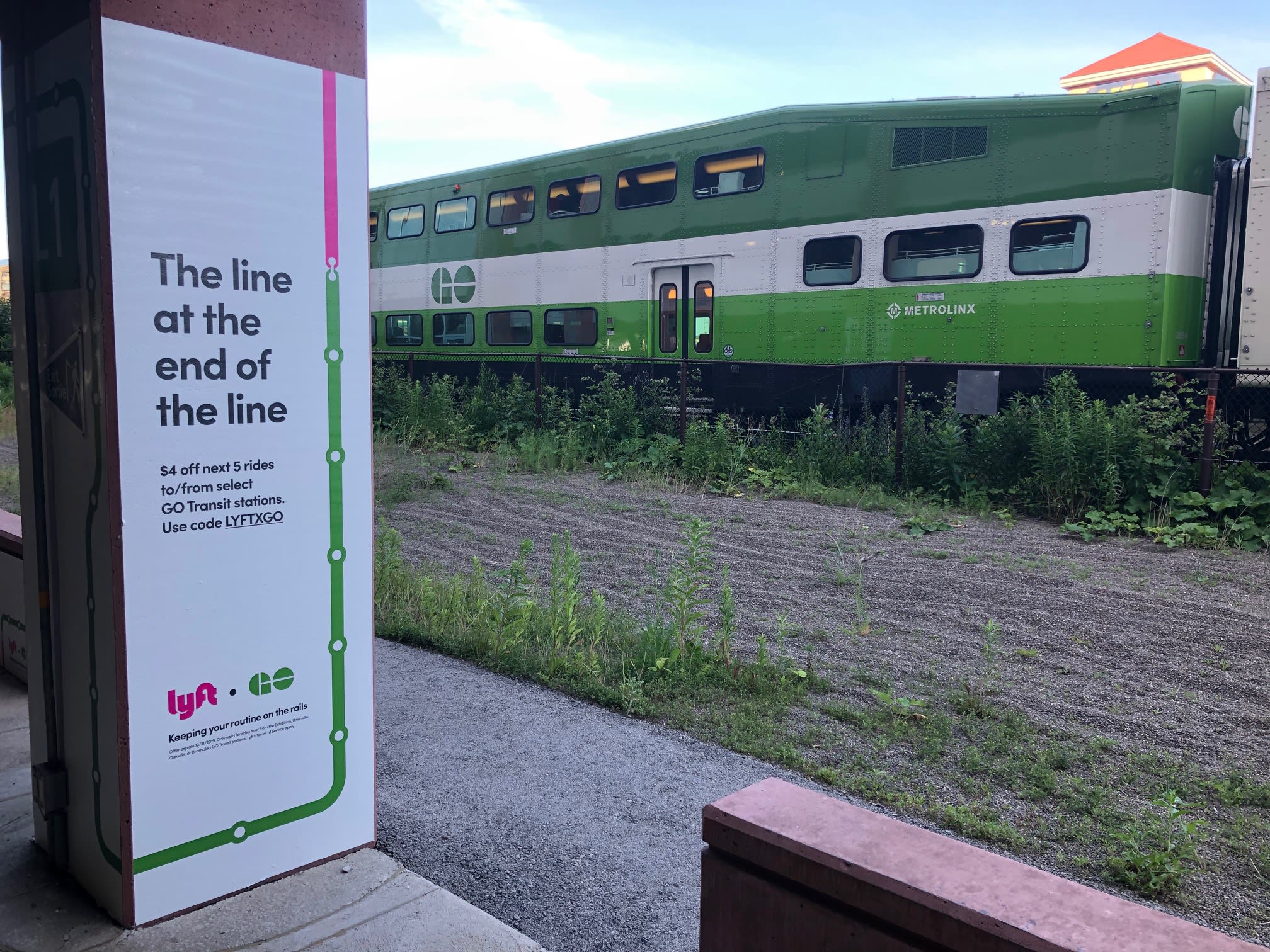 Lyft signage at a GO Train station