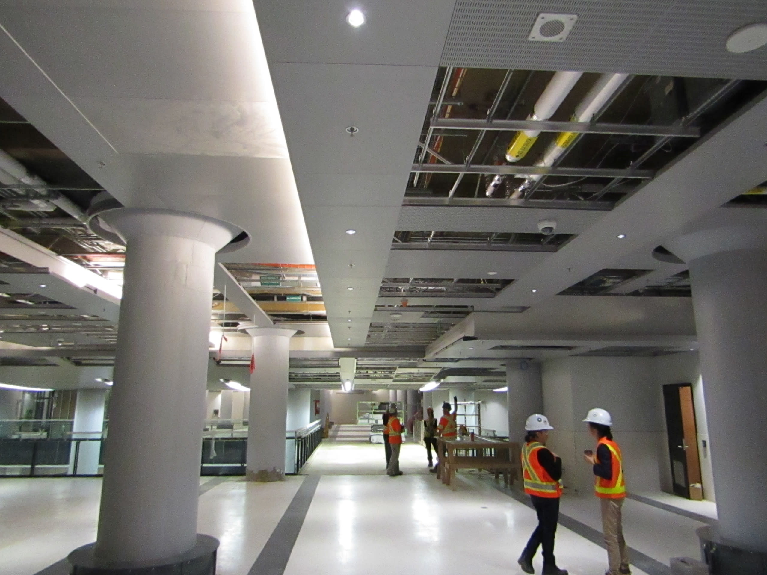 Crews work on a stretch of the concourse.