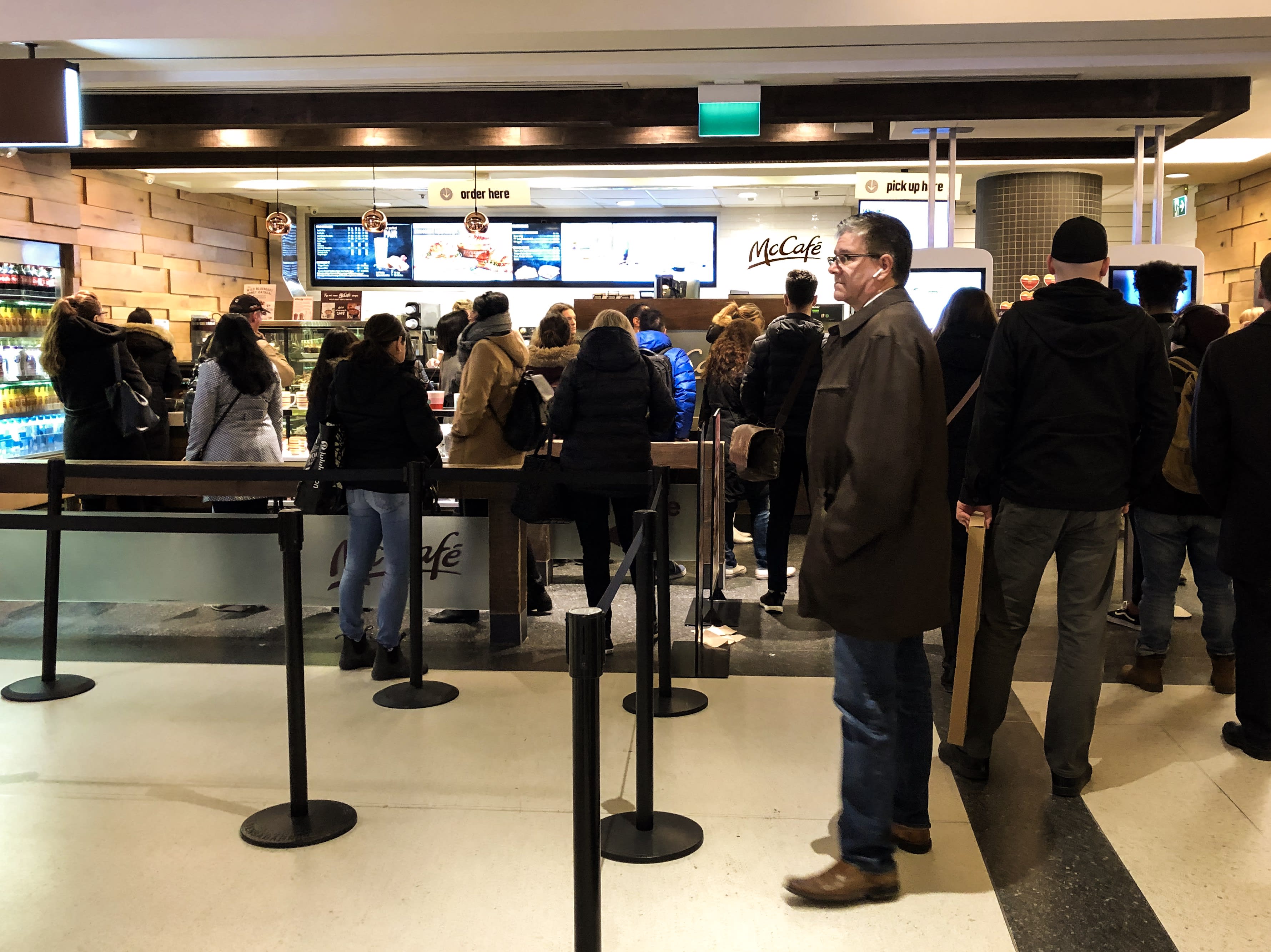 Long line at McCafe in Union Station York Concourse