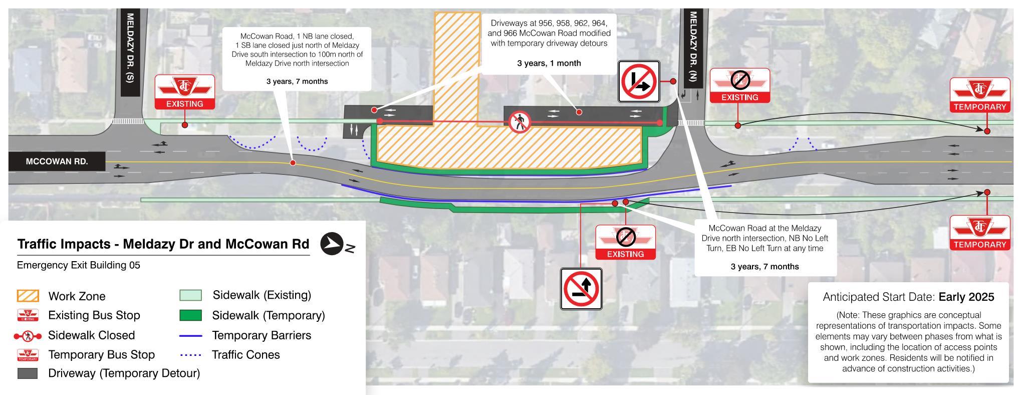 Meldazy Dr – traffic management plan showing driveway closures and other impacts near Meldazy D...