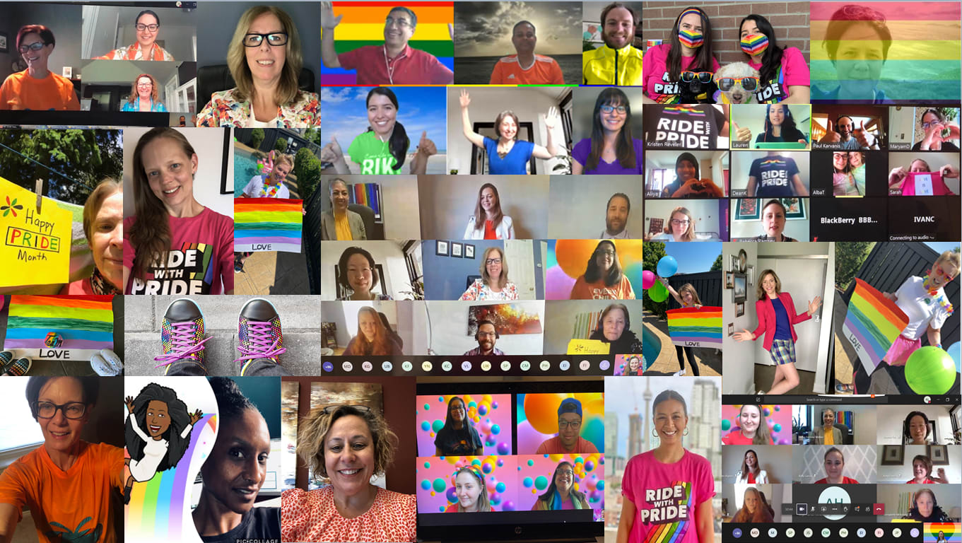 Collage of Metrolinx staff celebrating pride