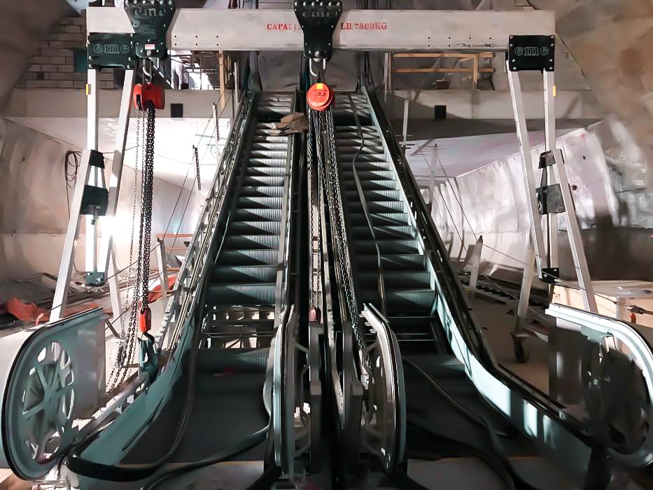 escalators in place.