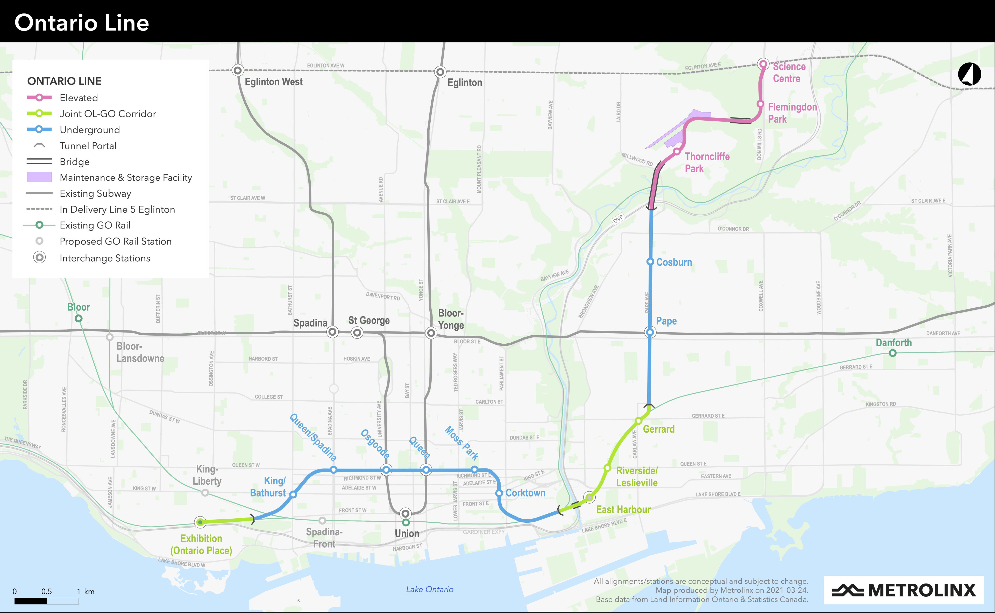 Image of Ontario Line map