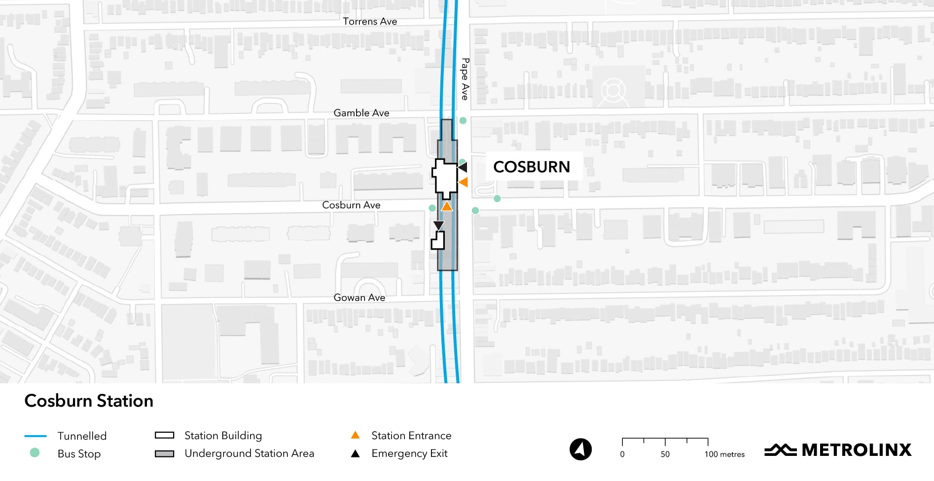 Map of the Cosburn station