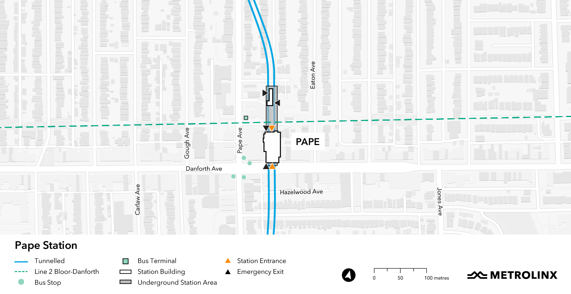 map of the Pape station