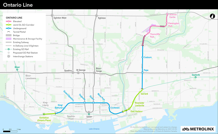 Ontario Line map