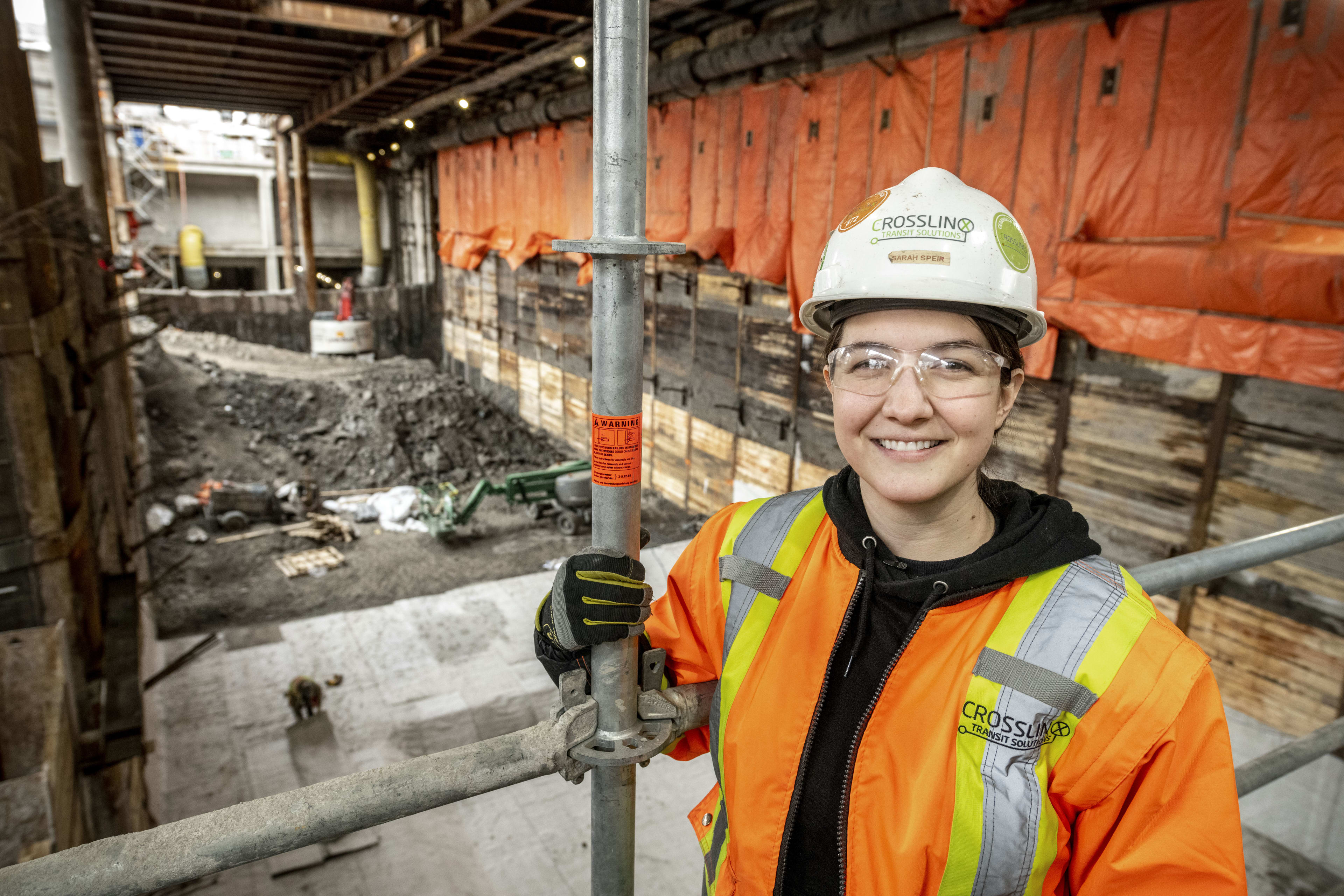 Sarah at the construction site.