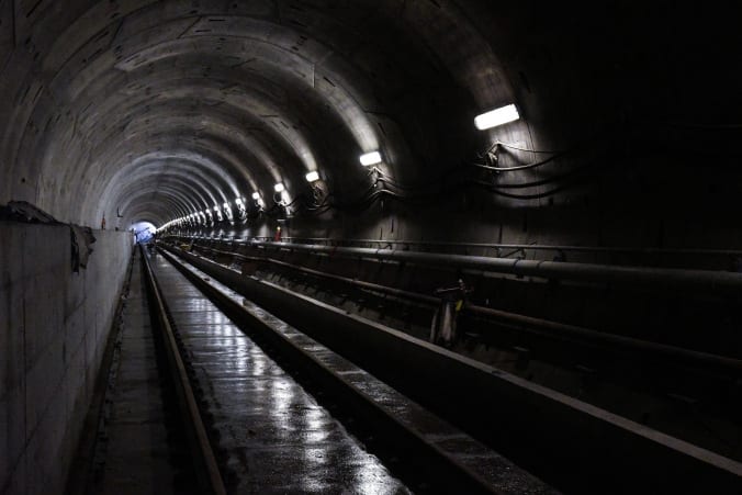 the inside of a tunnel.