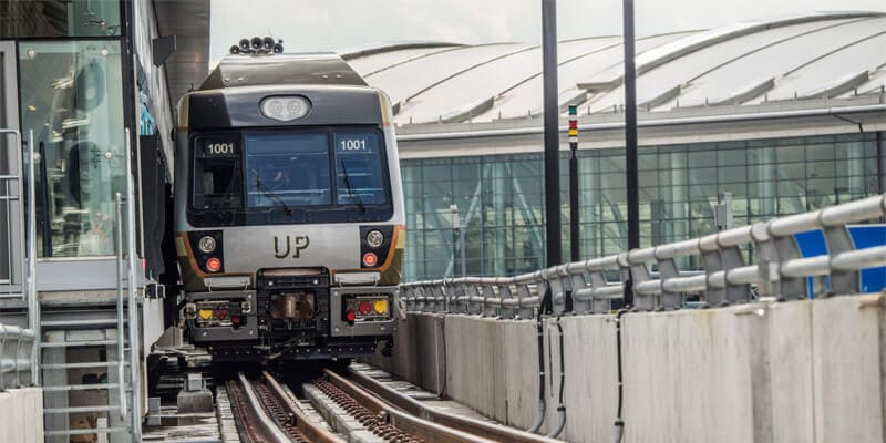 The an UP train parked at Pearson.