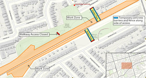 map showing the work zones for the work