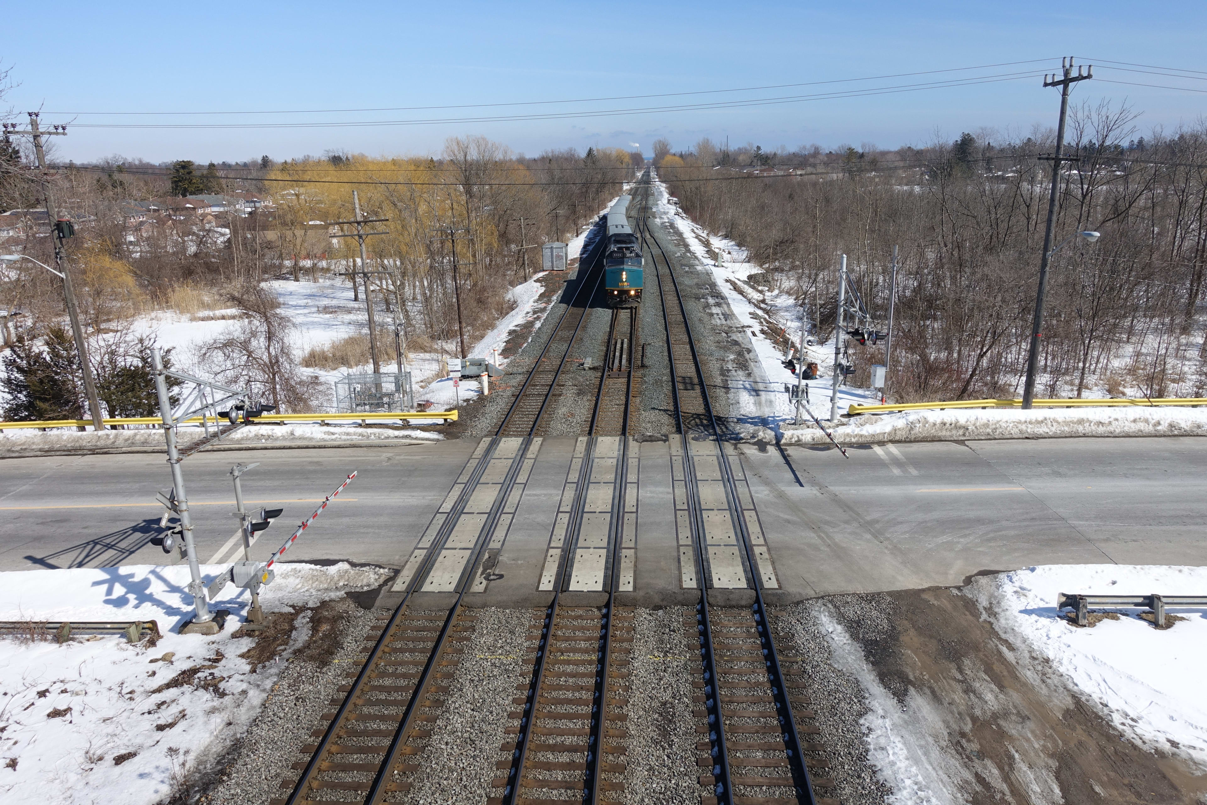 A passenger train is seen on rail lines.